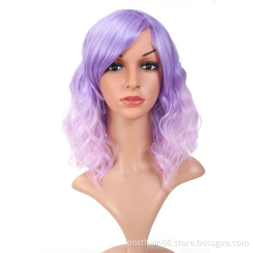 MYZYR own brand wig high-quality heat-resistant synthetic wig 16 inches, fluffy wavy bangs wig, noble gold artificial wig